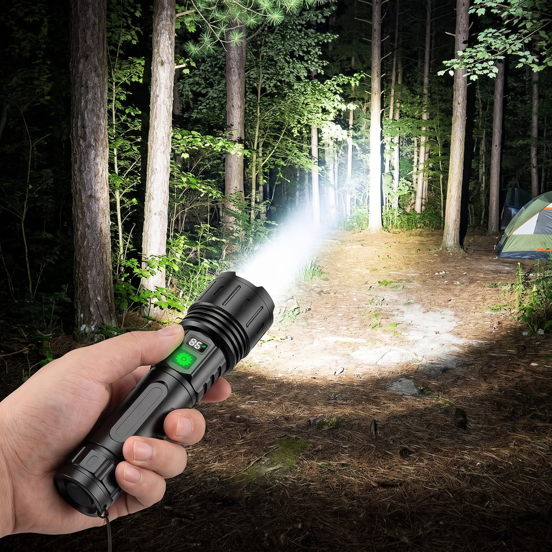 Rechargeable Flashlight LED High Lumen Bright Handheld With Wrist Strap And Carrying Case - hero