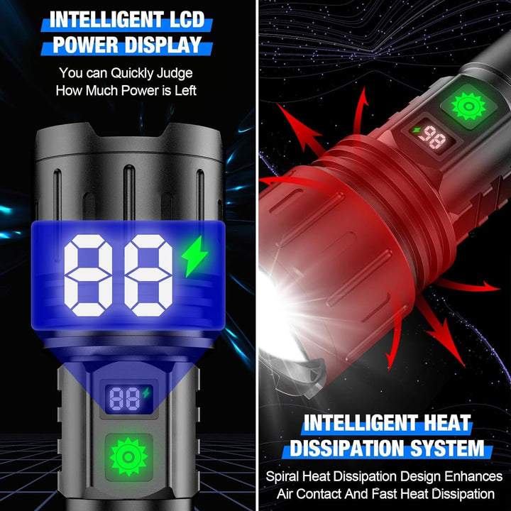 Rechargeable Flashlight LED High Lumen Bright Handheld With Wrist Strap And Carrying Case - Image 4