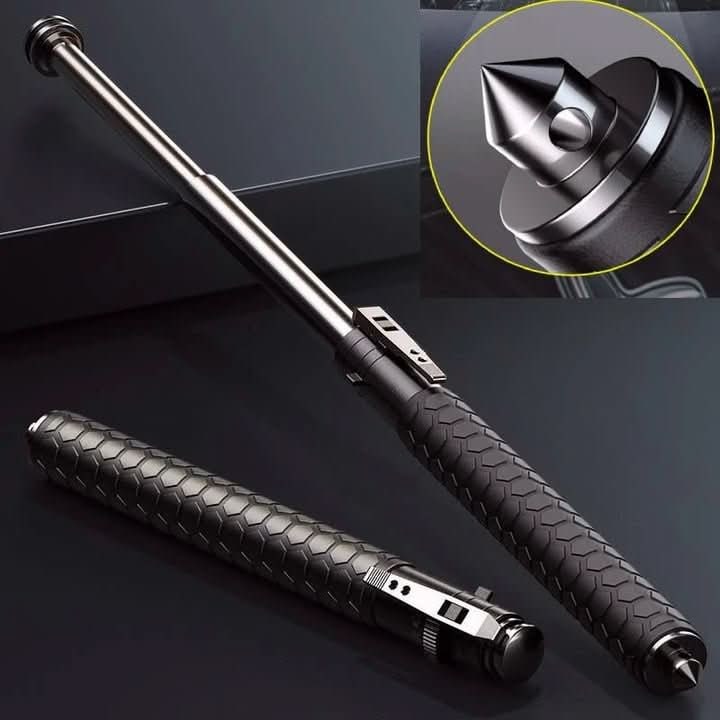 Retractable Self-Defense Baton Textured Grip & Wrist Strap Self Defense Stick - Image 3