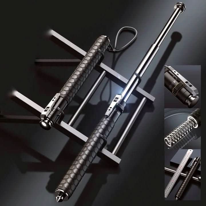 Retractable Self-Defense Baton Textured Grip & Wrist Strap Self Defense Stick - Image 4