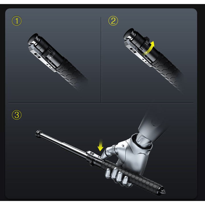 Retractable Self-Defense Baton Textured Grip & Wrist Strap Self Defense Stick - Image 5