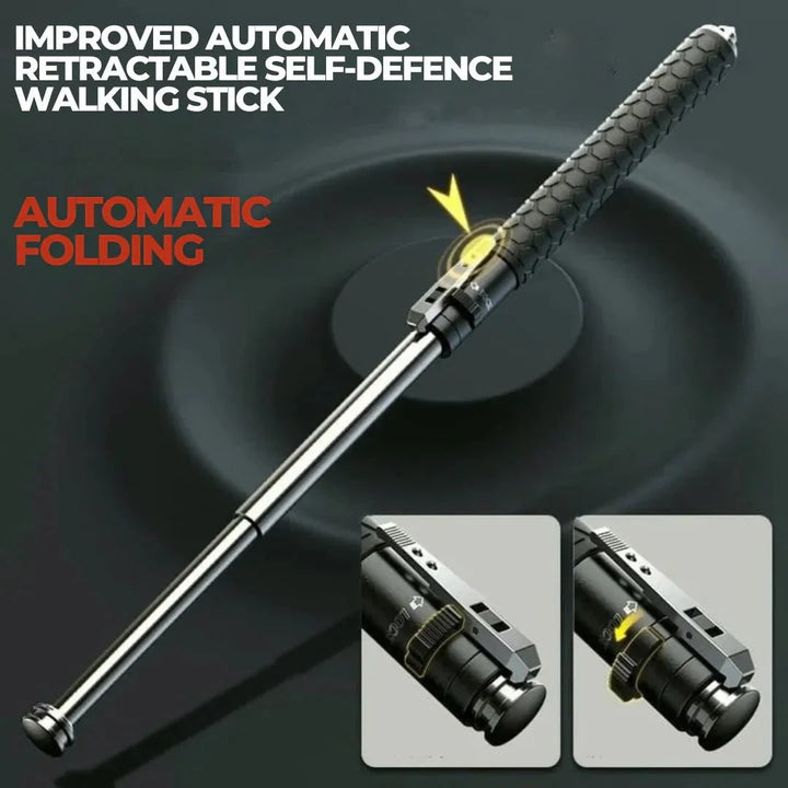 Retractable Self-Defense Baton Textured Grip & Wrist Strap Self Defense Stick - Image 6