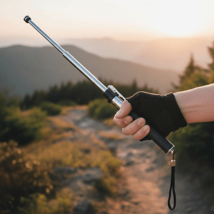 Retractable Self-Defense Baton Textured Grip & Wrist Strap Self Defense Stick - Image 1