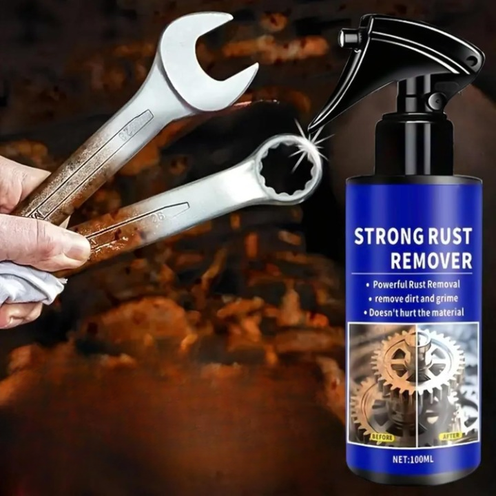 Rust Remover Spray For Metal Fast-Acting Cleaner Liquid Formula In Blue And Black Bottle - Image 6