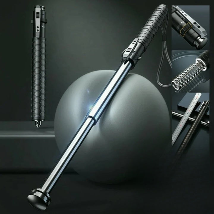 Self Defense Walking Stick Retractable Telescopic Baton With Textured Grip And Pointed Glass Breaker End - Image 6