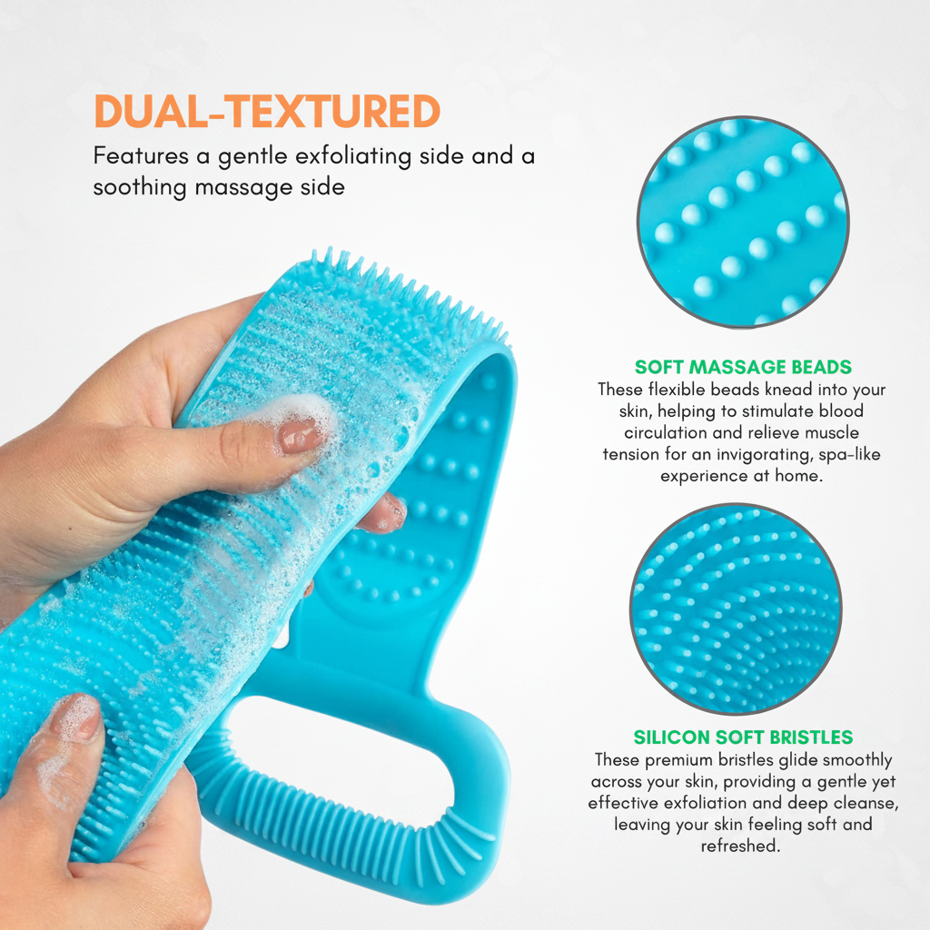 Silicone Body Scrubber Bath Brush Ergonomic Design - Image 7