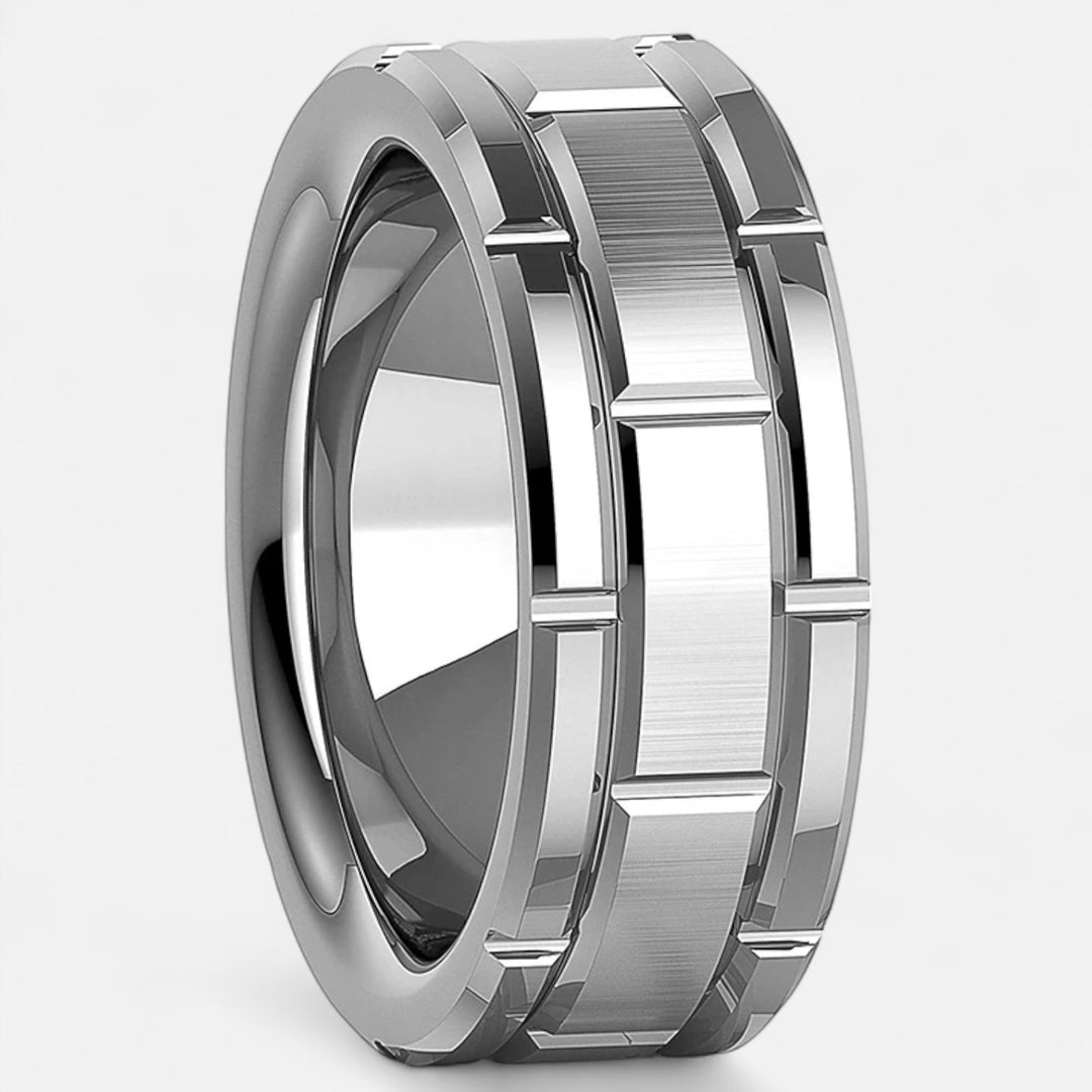 Celzoir | Bague Classy Homme 8mm en Acier Inoxydable – Design à Double Rainure