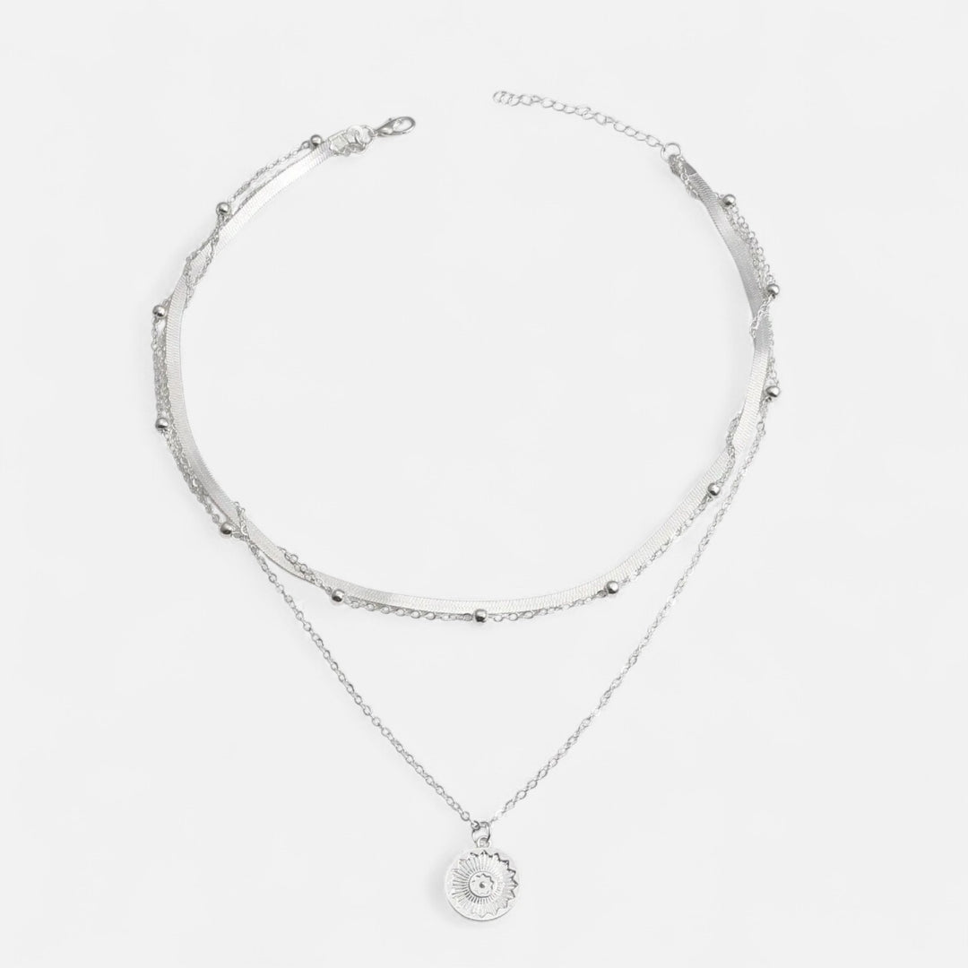 Celzoir | Collier Classy Femme Trois Rangs en Alliage Argenté – Chaînes Serpent et Perles Rondes pour une Élégance Polyvalente