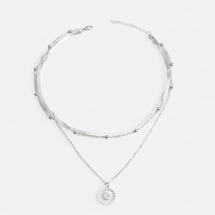 Celzoir | Collier Classy Femme Trois Rangs en Alliage Argenté – Chaînes Serpent et Perles Rondes pour une Élégance Polyvalente