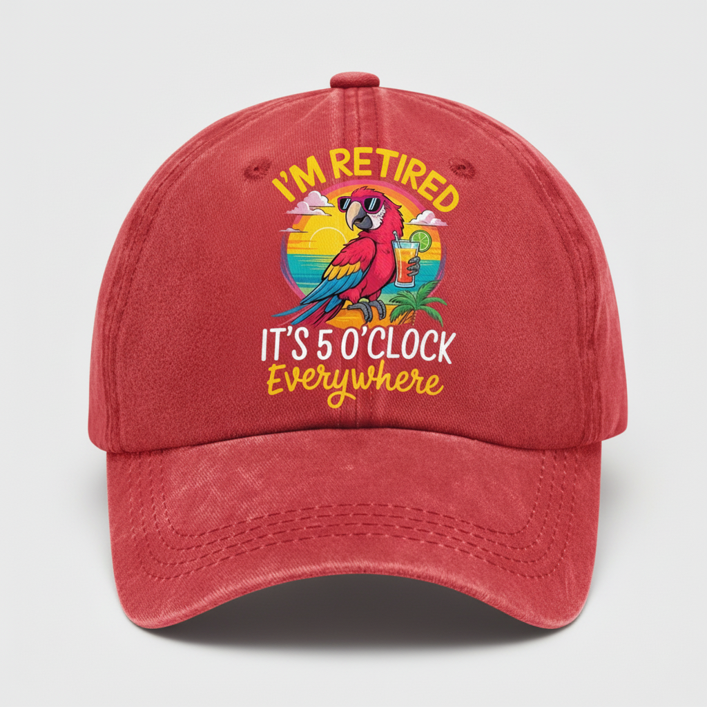 Retirement Cap Parrot Embroidery Sun Protection Style