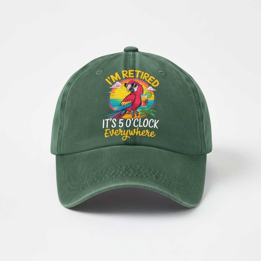 Retirement Cap Parrot Embroidery Sun Protection Style