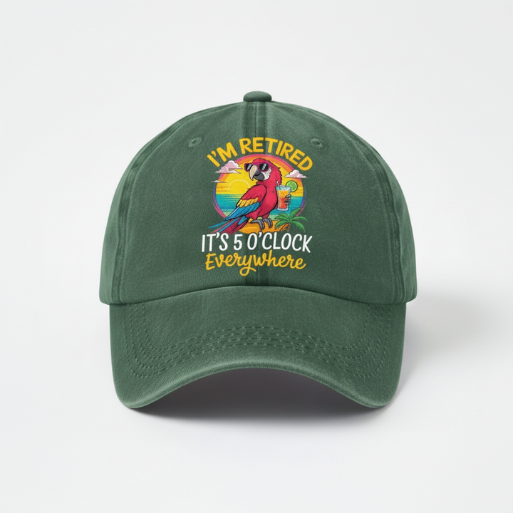 Retirement Cap Parrot Embroidery Sun Protection Style