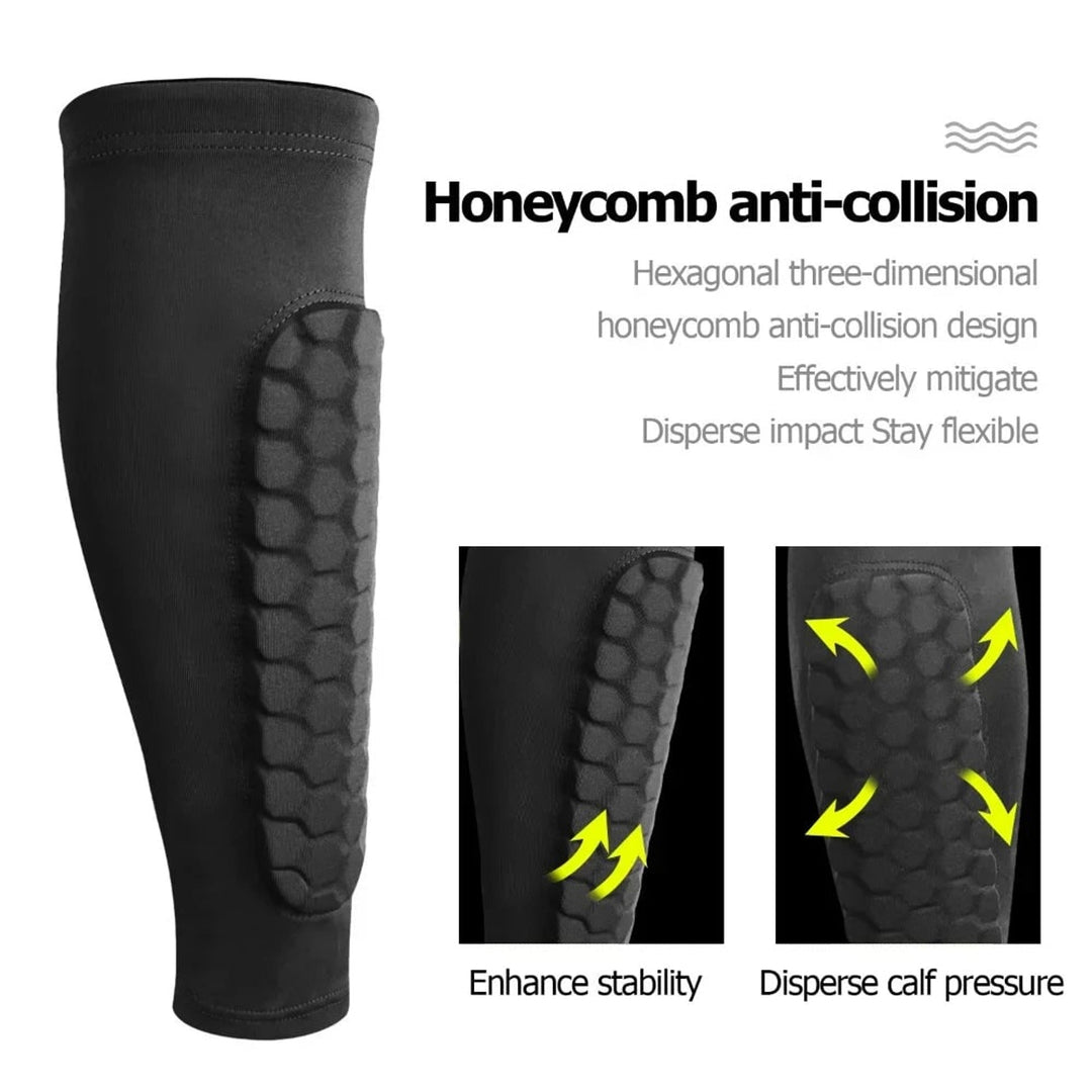 Soccer Shin Guards Compression Sleeves Honeycomb Padding Unisex Protective Gear - Image 4