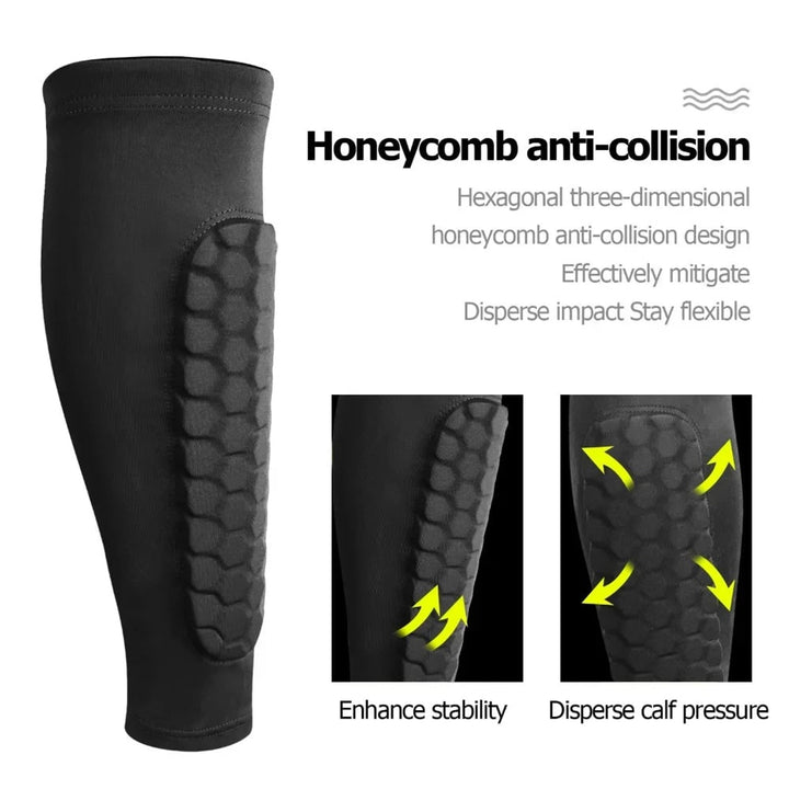 Soccer Shin Guards Compression Sleeves Honeycomb Padding Unisex Protective Gear - Image 4