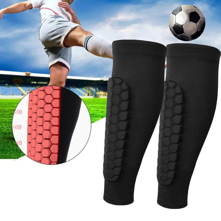 Soccer Shin Guards Compression Sleeves Honeycomb Padding Unisex Protective Gear - Image 1