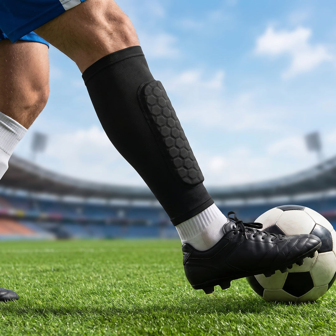 Soccer Shin Guards Compression Sleeves Honeycomb Padding Unisex Protective Gear - Image 2