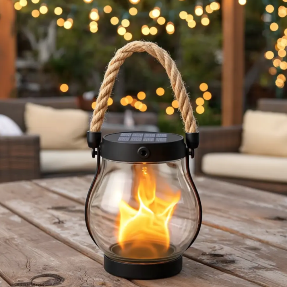 Solar Powered Outdoor Lantern Flame Hanging Garden Lantern - Image 5