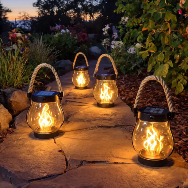 Solar Powered Outdoor Lantern Flame Hanging Garden Lantern - Image 8