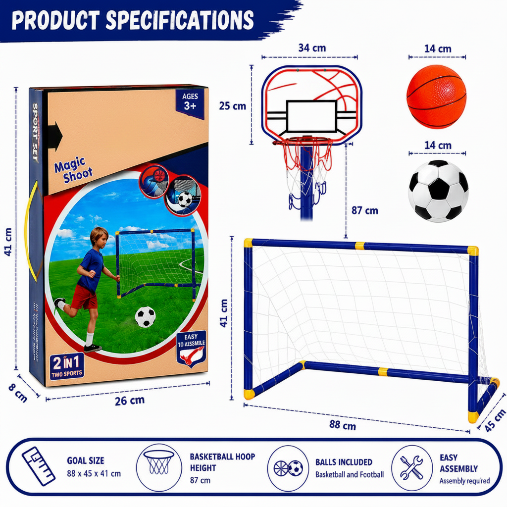 Sports Toy Set Soccer and Basketball Games Outdoor Fun - Image 6
