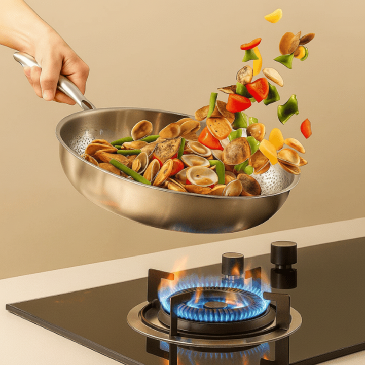 Frying Pan Stainless Steel Titanium Cooking Pan Induction Stove