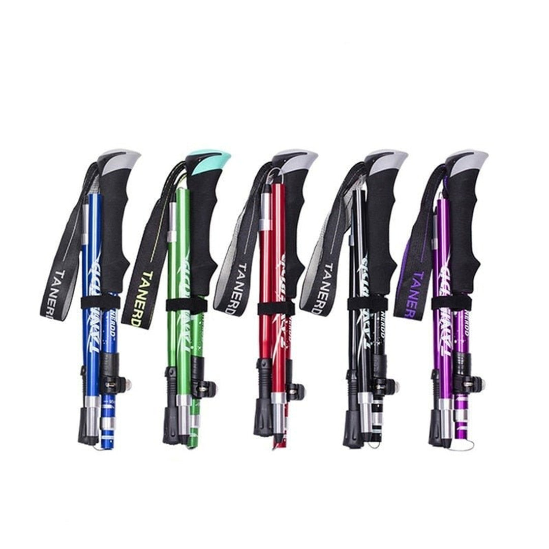 Trekking Poles Foldable Collapsible Hiking Adjustable With Wrist Strap - Image 3