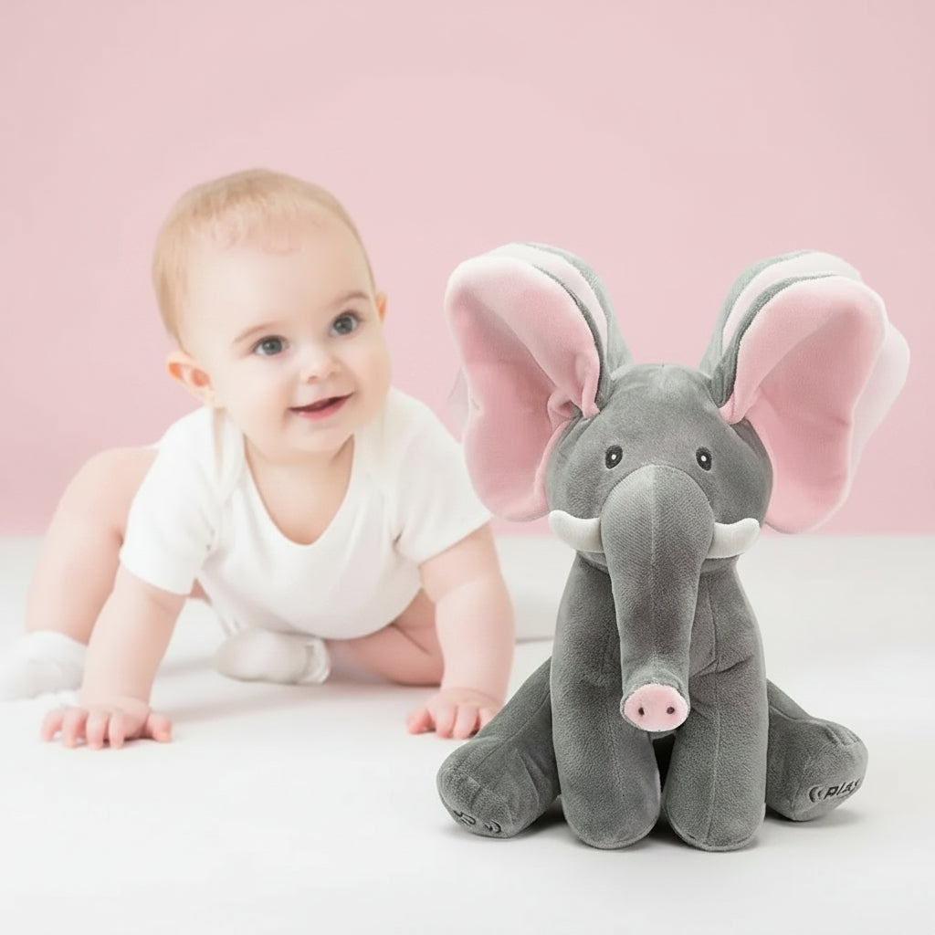 Tummy Time Toy Interactive Plush Toy Soft Plush Elephant - Image 1