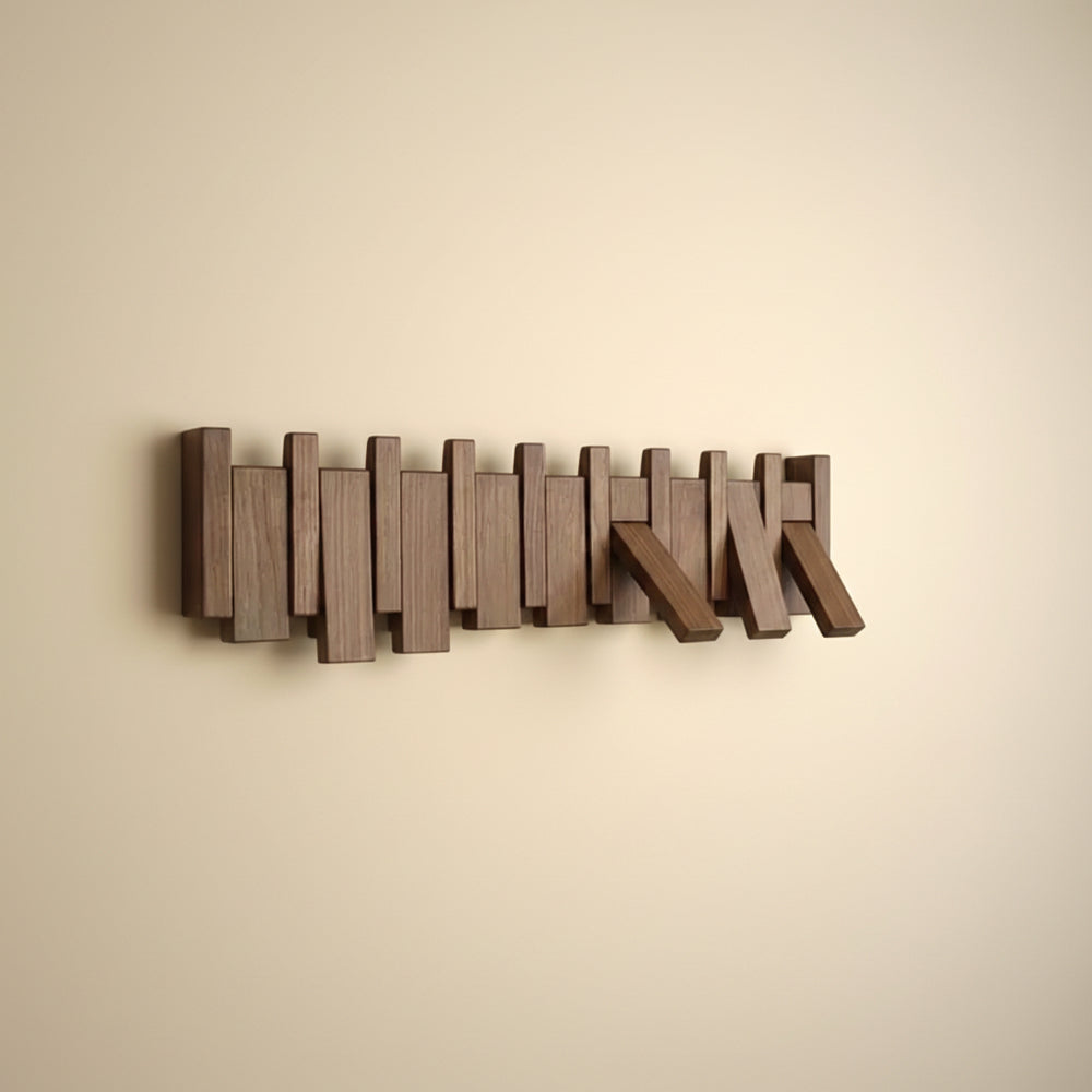 Wall-Mounted Coat Rack Wooden Entryway 6 Hooks Design - Image 11
