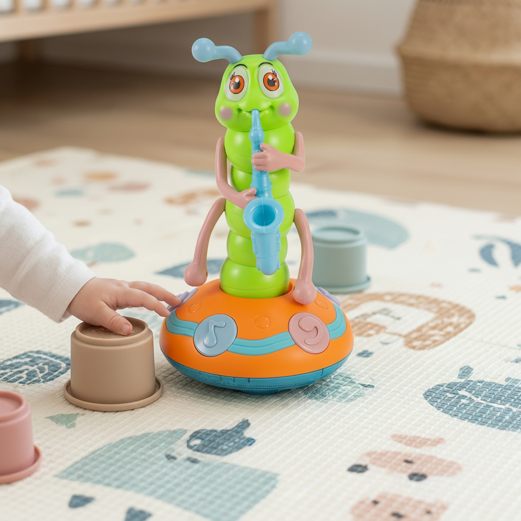 Musical Crawling Toy Babies Spinning Caterpillar  Lights