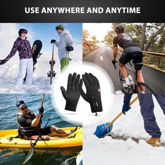 Winter Gloves Thermal Cycling Touch Screen Grip With Zipper And Textured Palm - Image 3