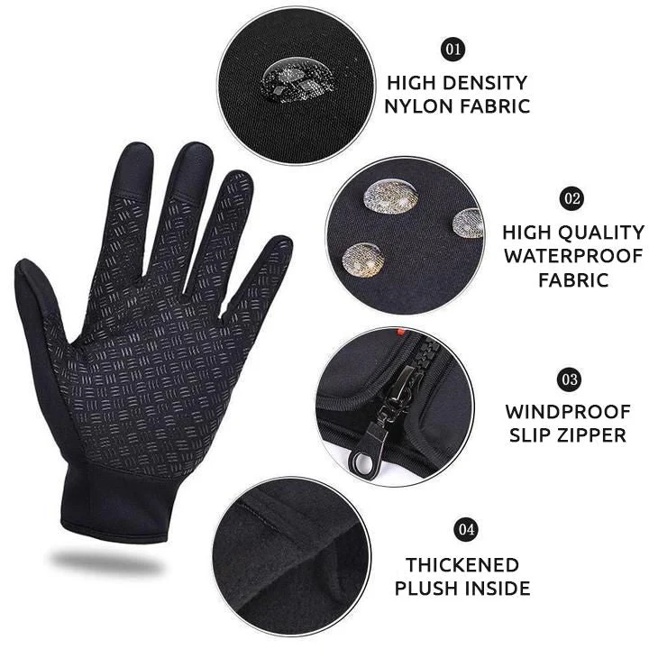 Winter Gloves Thermal Cycling Touch Screen Grip With Zipper And Textured Palm - Image 4
