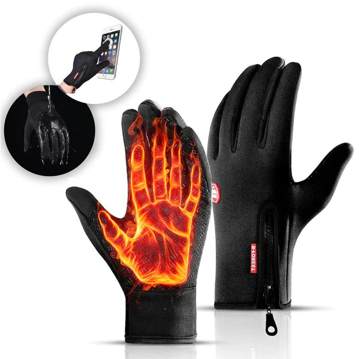 Winter Gloves Thermal Cycling Touch Screen Grip With Zipper And Textured Palm - Image 2