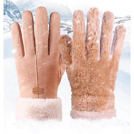 Winter Gloves With Faux Fur Cuffs For Cold Weather Thermal Insulated Warmth - Image 2