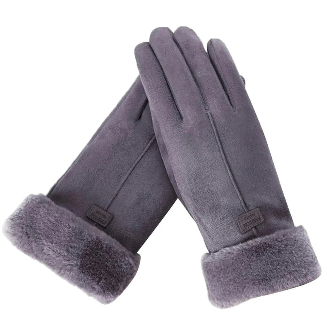 Winter Gloves With Faux Fur Cuffs For Cold Weather Thermal Insulated Warmth - Image 3