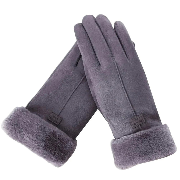 Winter Gloves With Faux Fur Cuffs For Cold Weather Thermal Insulated Warmth - Image 3