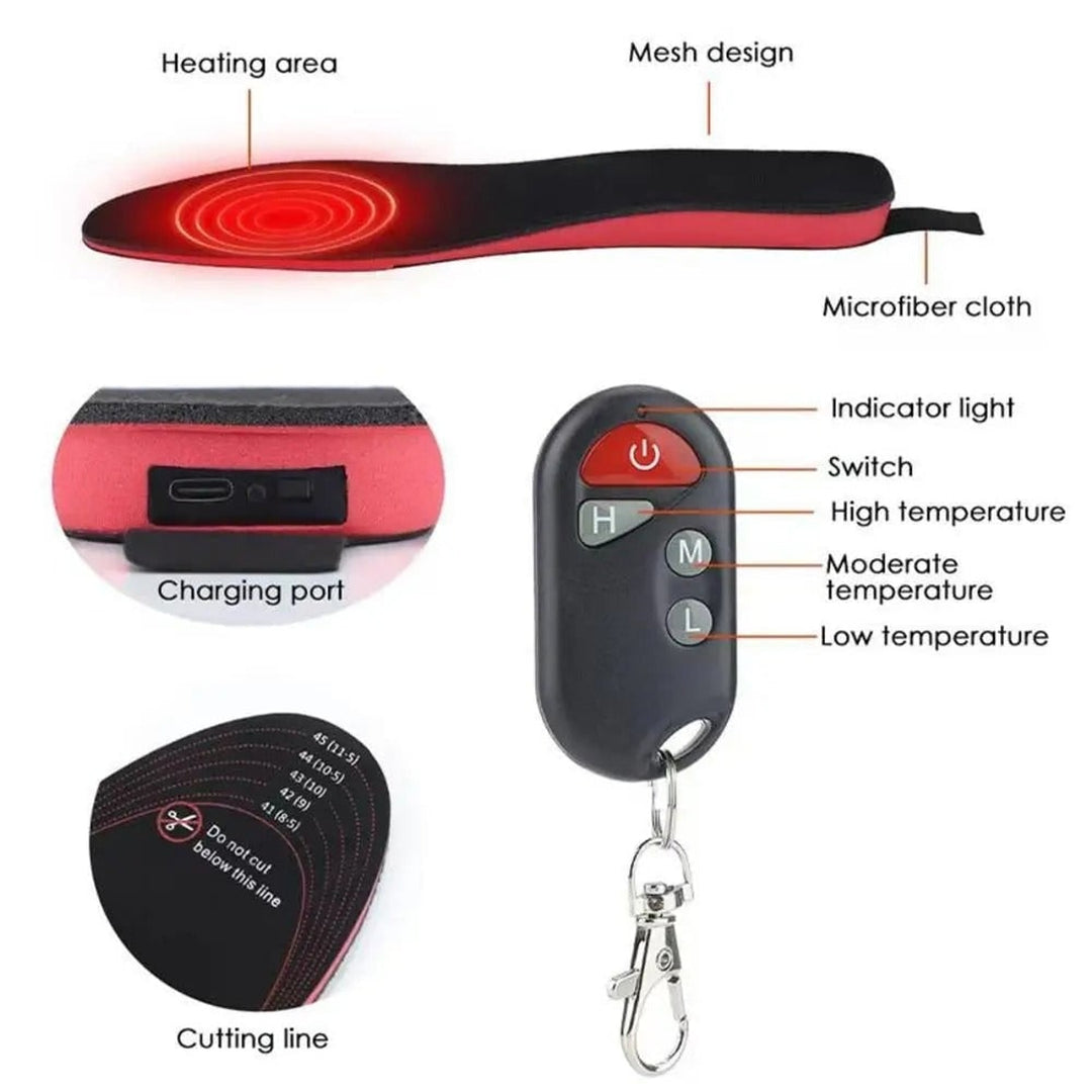 Wireless Heated Shoe Insoles With Remote Control And Arch Support For USB Rechargeable Warmth - Image 4
