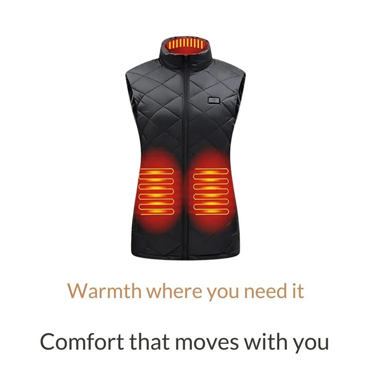 Women Heated Vest USB Rechargeable Slim Fit Quilted Gilet With Stand Collar And Windproof Fabric - Image 3