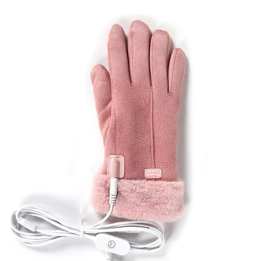 Women's Heated Gloves With Faux Fur Cuffs And Fleece Lining Featuring USB Electric Heating For Winter