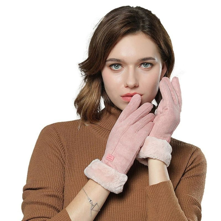 Women's Heated Gloves With Faux Fur Cuffs And Fleece Lining Featuring USB Electric Heating For Winter - Image 6