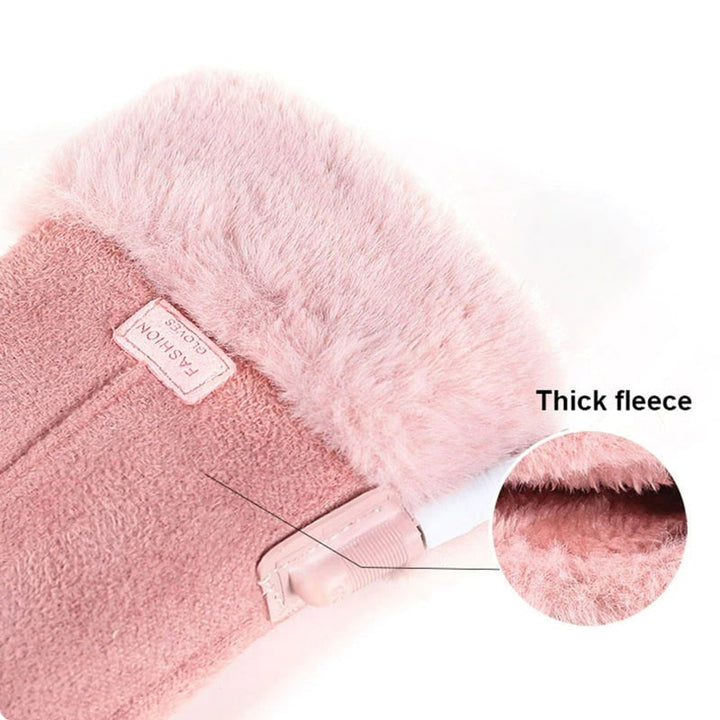 Women's Heated Gloves With Faux Fur Cuffs And Fleece Lining Featuring USB Electric Heating For Winter - Image 4
