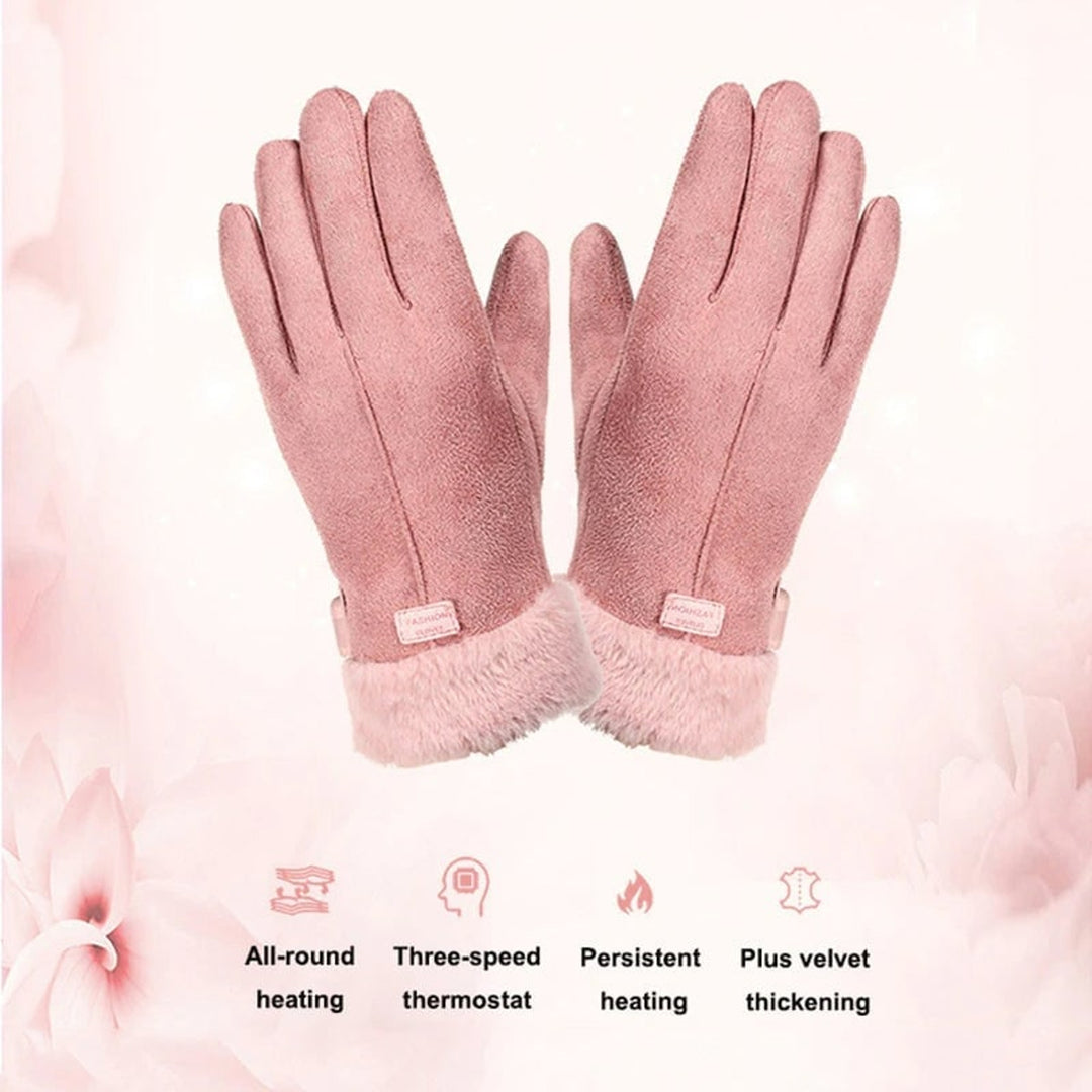 Women's Heated Gloves With Faux Fur Cuffs And Fleece Lining Featuring USB Electric Heating For Winter - Image 8