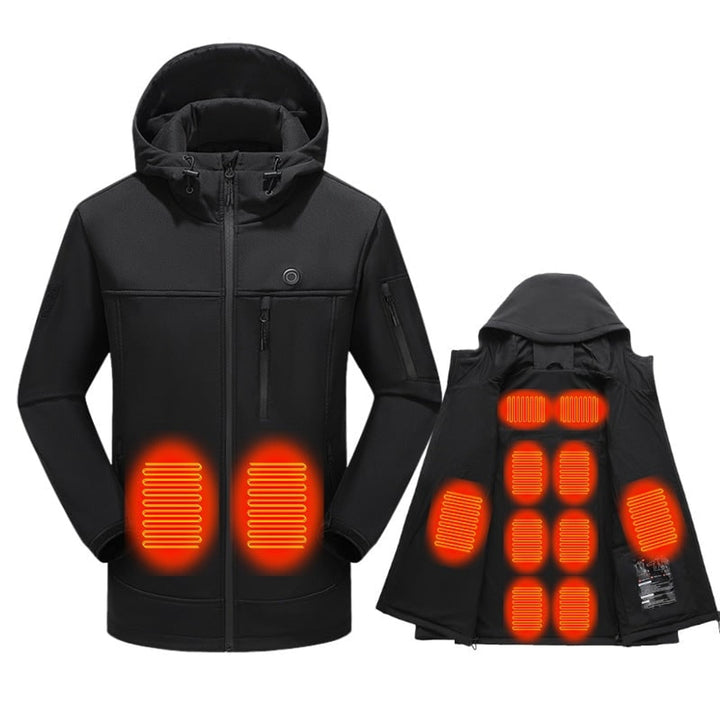 Women's Heated Softshell Jacket Electric Full Zip With Hood USB Power Adjustable Drawcord - Image 1