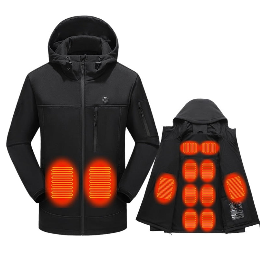 Women's Heated Softshell Jacket Electric Full Zip With Hood USB Power Adjustable Drawcord