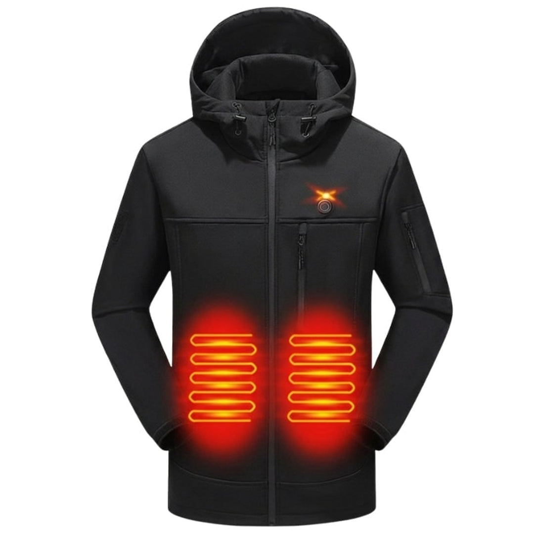Women's Heated Softshell Jacket Electric Full Zip With Hood USB Power Adjustable Drawcord - Image 3