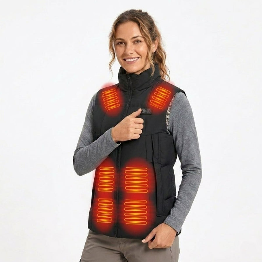 Women's Heated Vest With USB Rechargeable Battery Powered Puffer Stand Collar And Heat-Reflective Lining