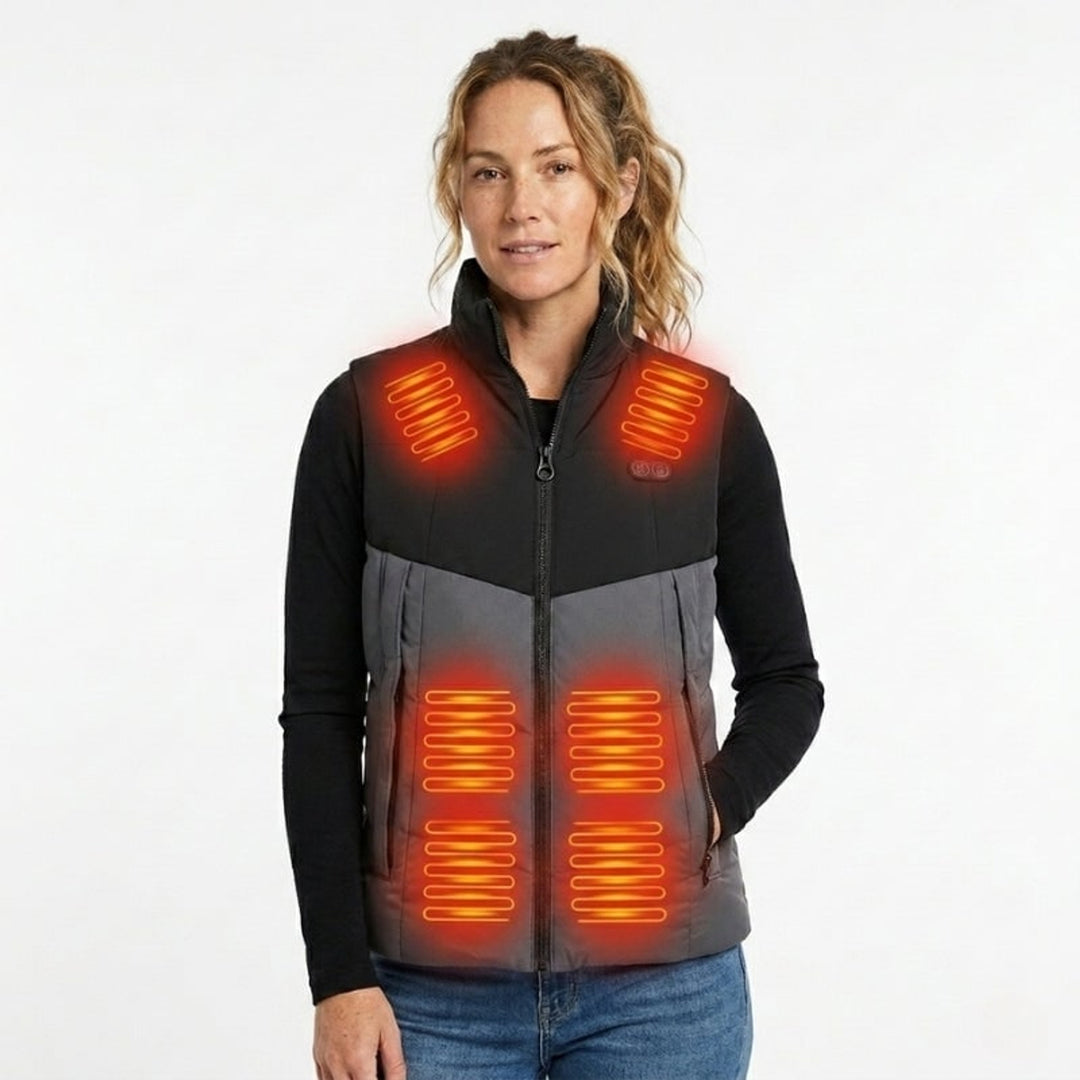Women's Heated Vest With USB Rechargeable Battery Powered Puffer Stand Collar And Heat-Reflective Lining - Image 5