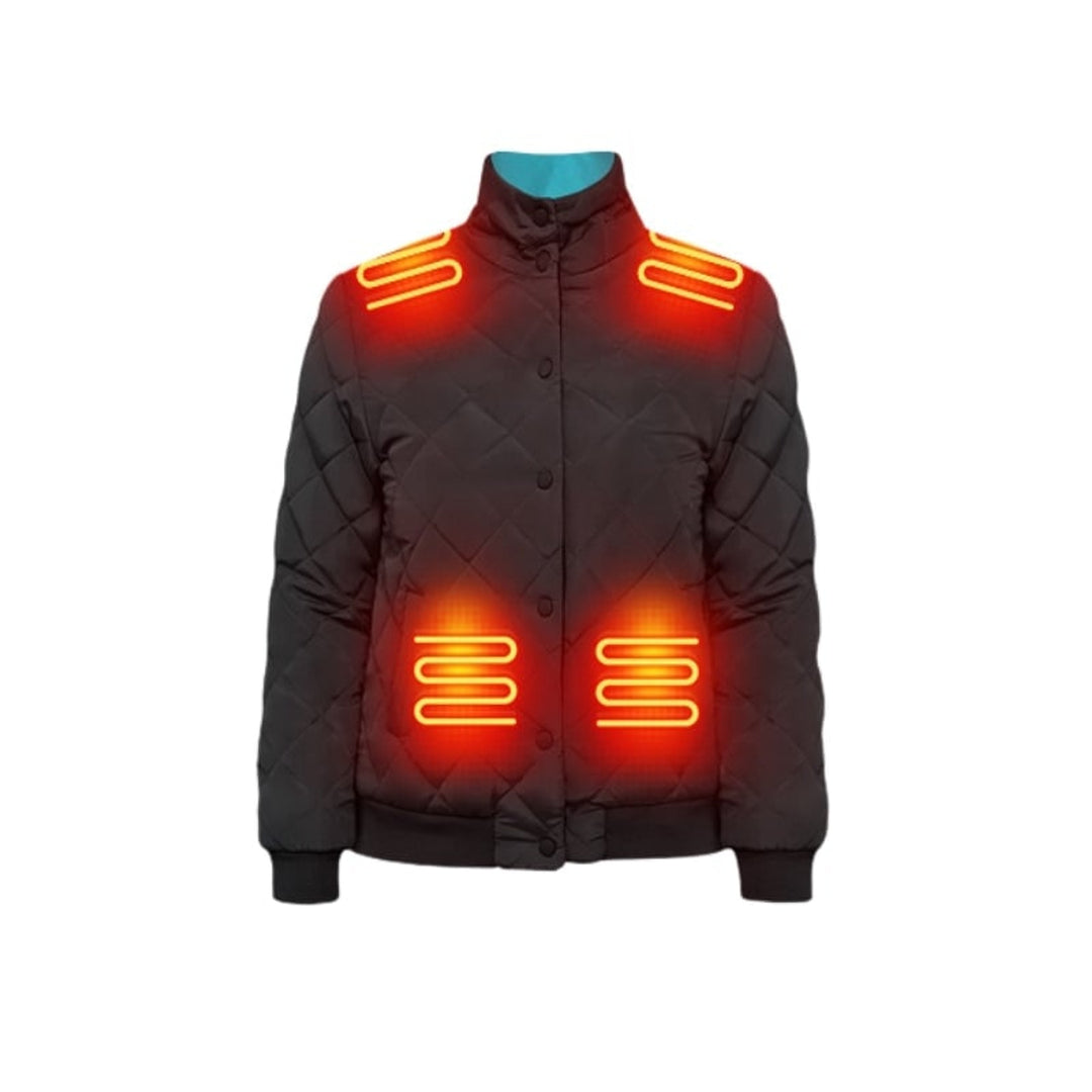 Women's Heated Winter Jacket With Electric Heating Zones Quilted Diamond Stitch And Stand Collar - Image 5
