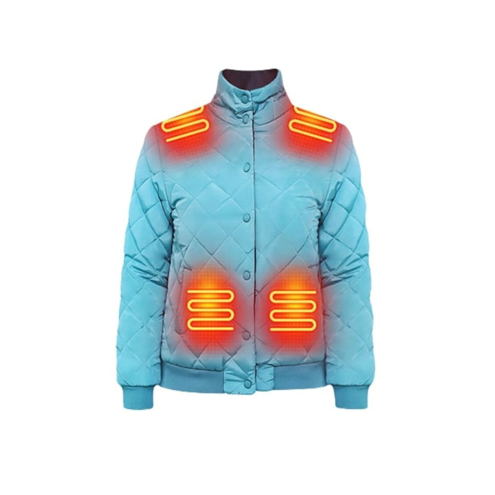 Women's Heated Winter Jacket With Electric Heating Zones Quilted Diamond Stitch And Stand Collar - Image 8