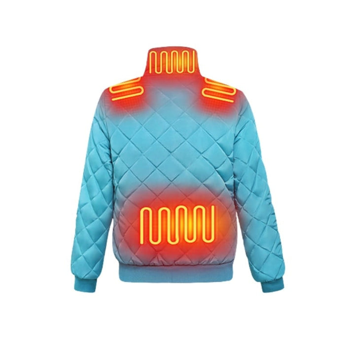 Women's Heated Winter Jacket With Electric Heating Zones Quilted Diamond Stitch And Stand Collar - Image 9