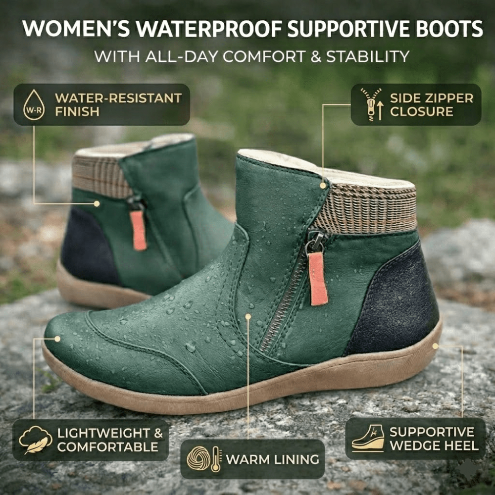 Women's Waterproof Boots Supportive Walking Mid-Calf Stretch - Image 2