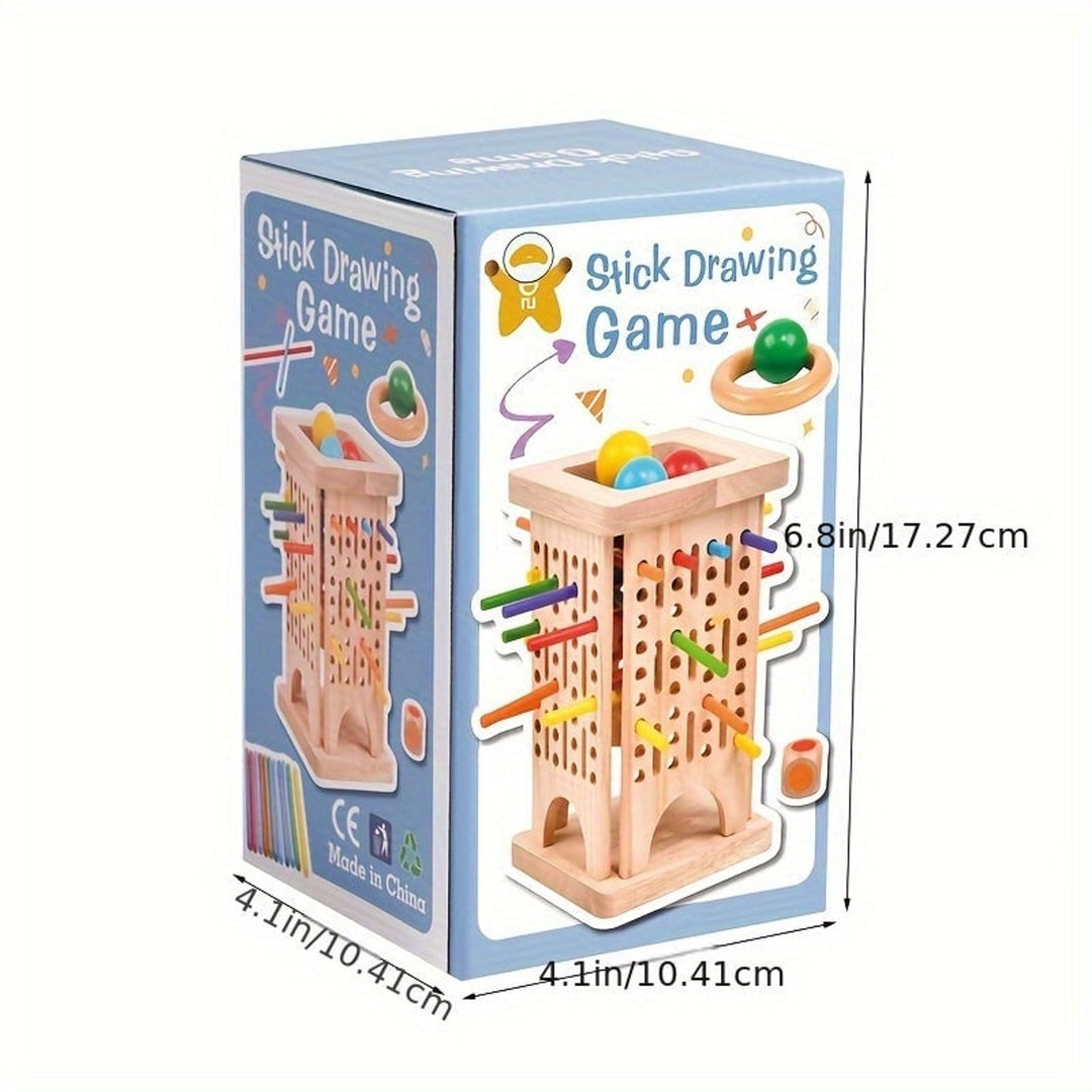 Wooden Stick Game Drop Tower With Colorful Dice Classic Family Board Toy - Image 11